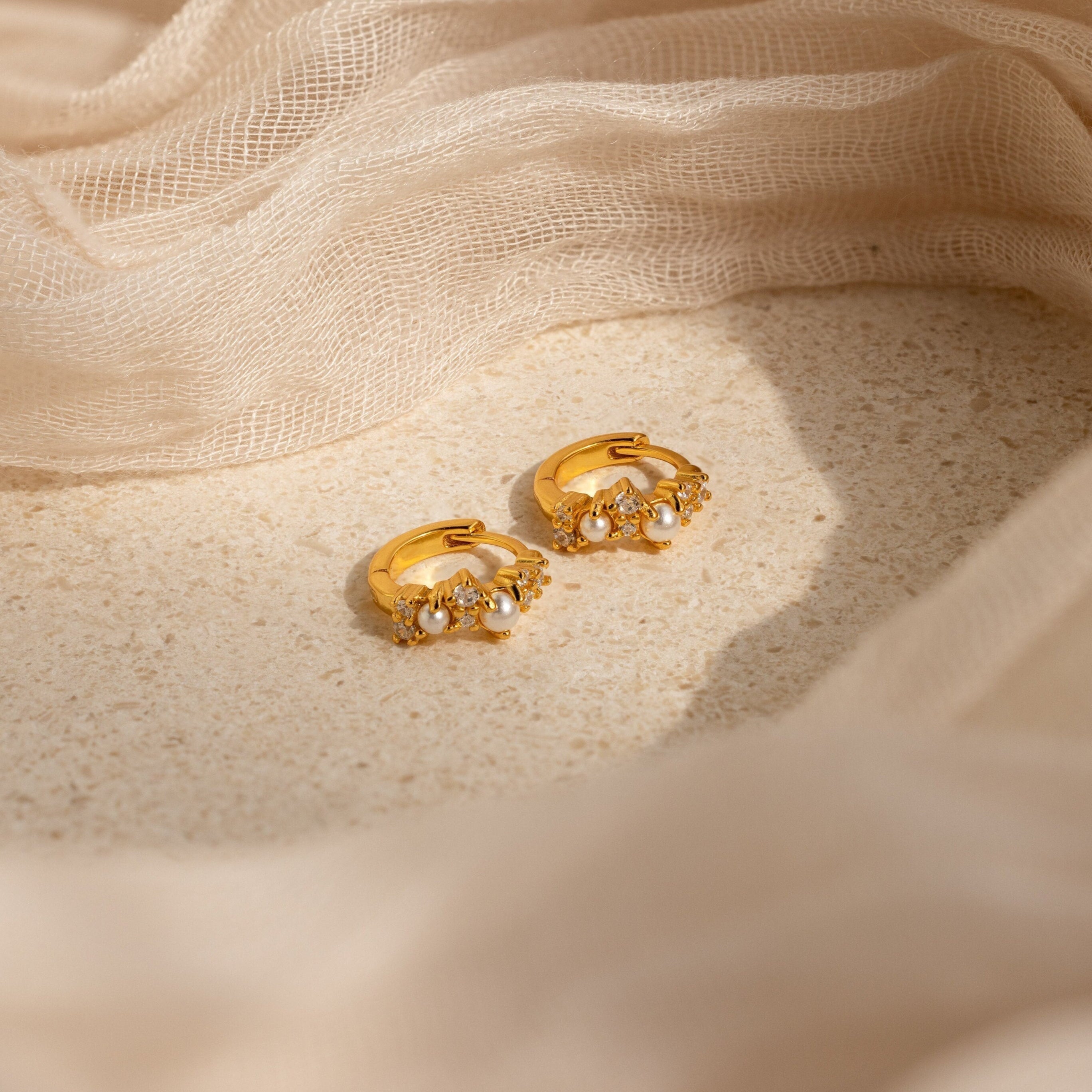 Pearl Diamond Cluster Huggies